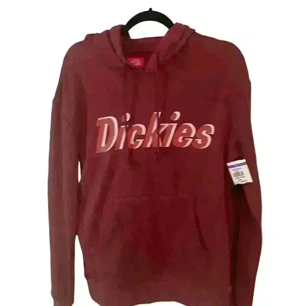 Dickies hoodie sweatshirt maroon and white size L